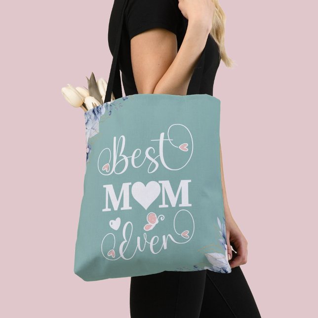 'Best Mom Ever' elegant floral gift  Tote Bag (Creator Uploaded)
