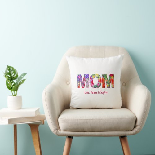 Best mom ever elegant flowers floral bold pillow