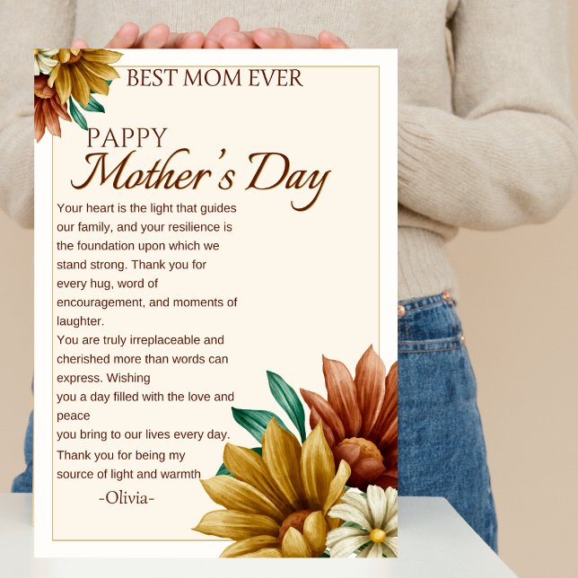 Best Mom Ever elegant happy mother's day flawer Holiday Card (Creator Uploaded)