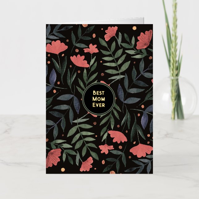Best mom ever elegant retro magical garden foil holiday card (Front)