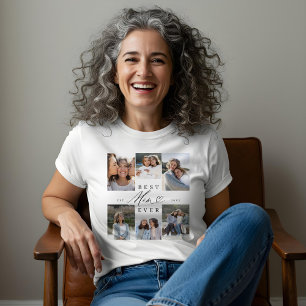 Best Mom Ever Elegant Script Heart Photo Collage Tri-Blend Shirt