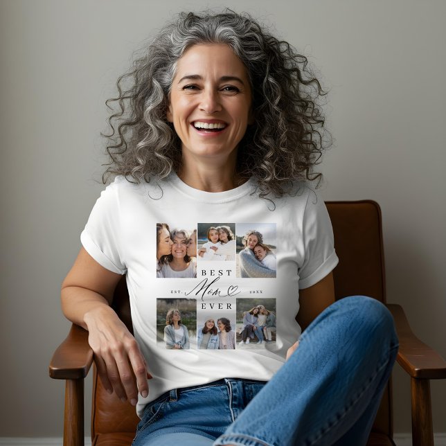 Best Mom Ever Elegant Script Heart Photo Collage Tri-Blend Shirt (Best Mom Ever Elegant Script Heart Photo Collage Tri-Blend Shirt)