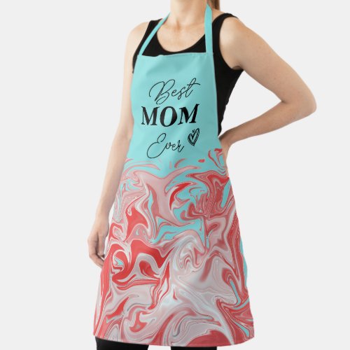 Best Mom Ever Elegant Turquoise Salmon Apron