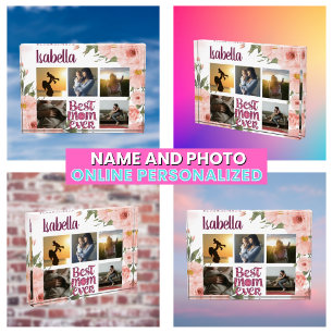 Best Mom Ever Elegant Typography Photo Collage Block