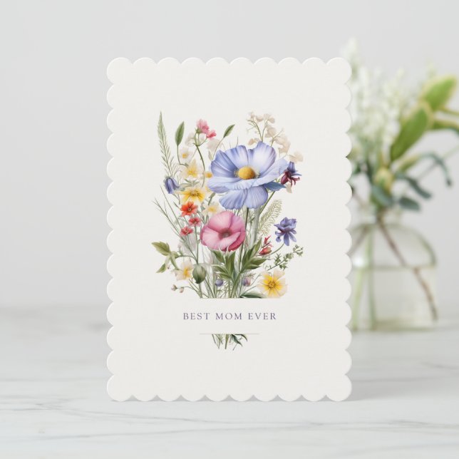 Best Mom Ever English Garden Bouquet Mother's Day Holiday Card (Standing Front)