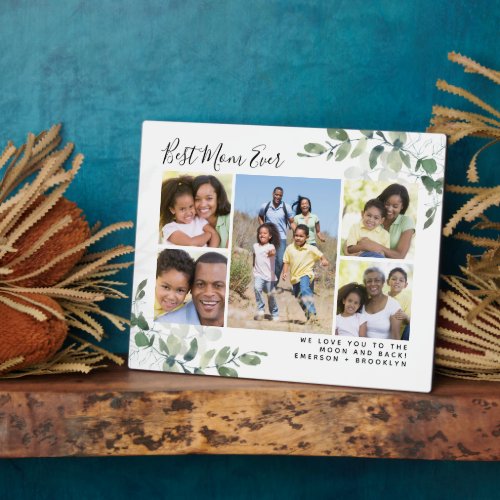 Best Mom Ever Eucalyptus Photo Collage Plaque