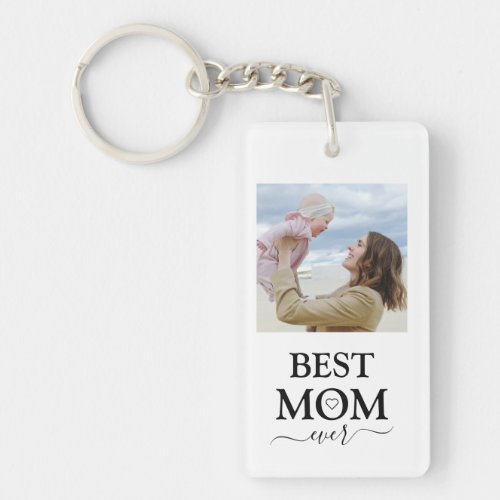 Best Mom Ever Family Photo Collage Keychain
