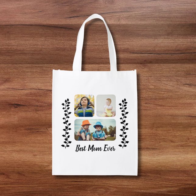 Best Mom Ever Floral 3 Photos Tote Bag (Creator Uploaded)