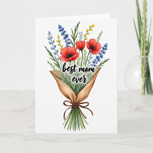 Best Mom Ever Floral Art Card (Front)