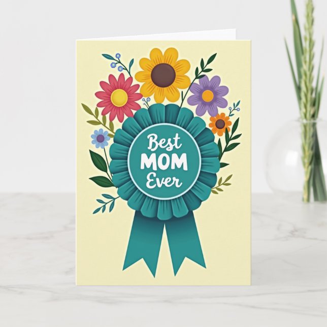 Best Mom Ever Floral Award Card (Front)