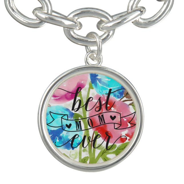 Best Mom Ever Floral Bracelet (Design)