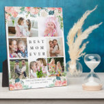 BEST MOM EVER Floral First Mothers Day Photo Plaque<br><div class="desc">Create a keepsake picture memory display with a photo collage of 7 of your favorite pictures accented with blush pink and rose colored peonies and flowers with the suggested title BEST MOM EVER and subtitle FIRST MOTHER'S DAY and names. CHANGES: All text is editable to change to your custom wording....</div>