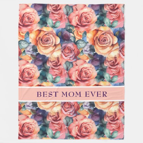 Best Mom Ever Floral Fleece Blanket
