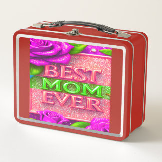 Best Mom Ever Floral Metal Lunchbox | Retro Vintag