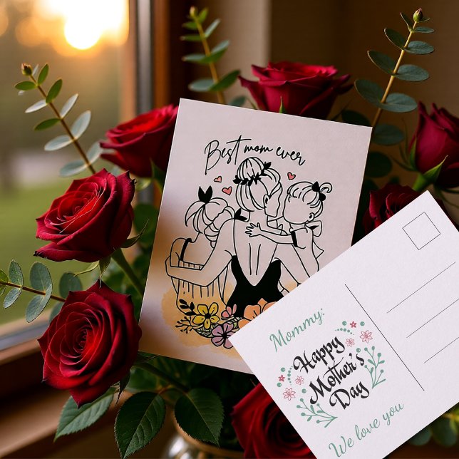 Best Mom Ever Floral Mother’s Day Postcard (Best Mom Ever Floral Mother’s Day Postcard)