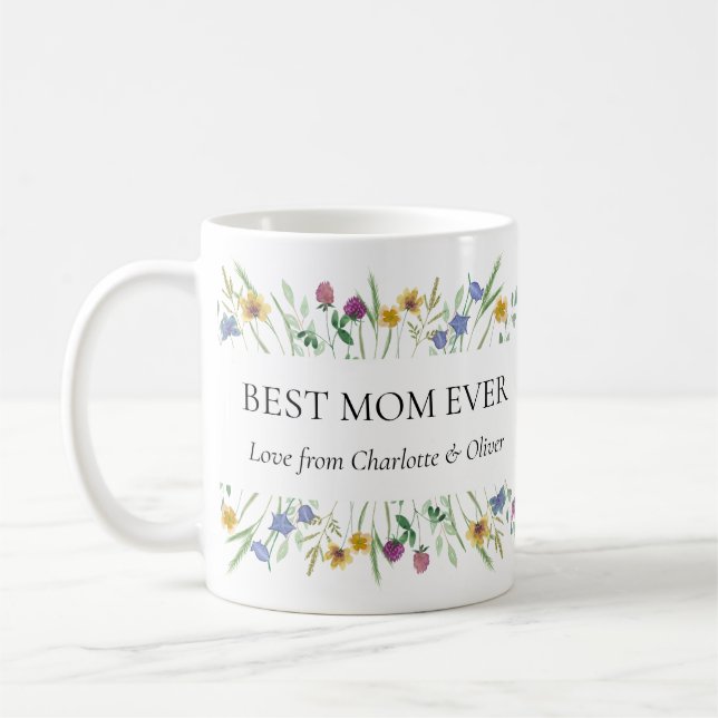 Best Mom Ever Floral Mother's Day  Coffee Mug (Left)