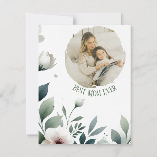Best Mom Ever - Floral Pastel Card for Mom (Front)