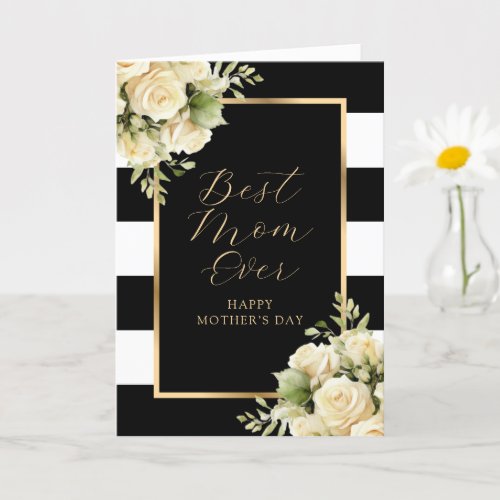 Best Mom Ever Floral Photo Happy Mothers Day Card