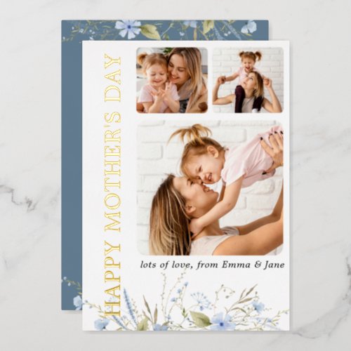 Best Mom Ever Floral Photo Mothers Day Foil Invitation