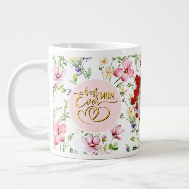 Best Mom Ever Floral Photo Mother's Day Mug (Left)