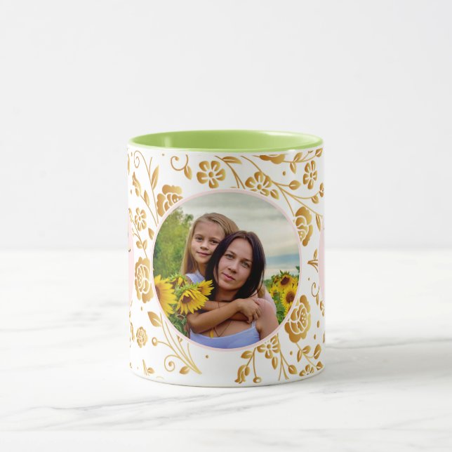 Best Mom Ever Floral Photo Mother's Day Mug (Center)
