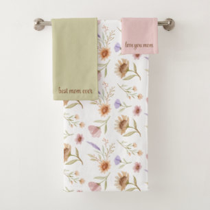 Best Mom Ever Floral Towel Set
