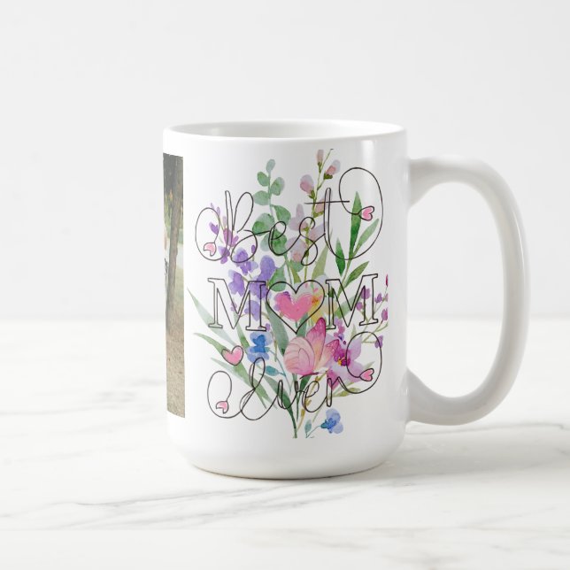 Best Mom Ever Floral Watercolor Design Coffee Mug (Right)