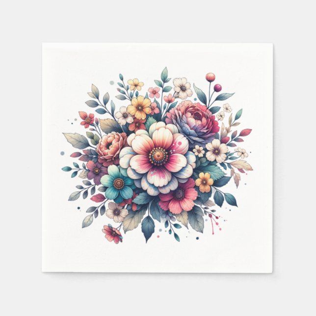 Best Mom ever floral watercolor Napkins (Front)