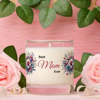 Best Mom ever floral watercolor Scented Candle
