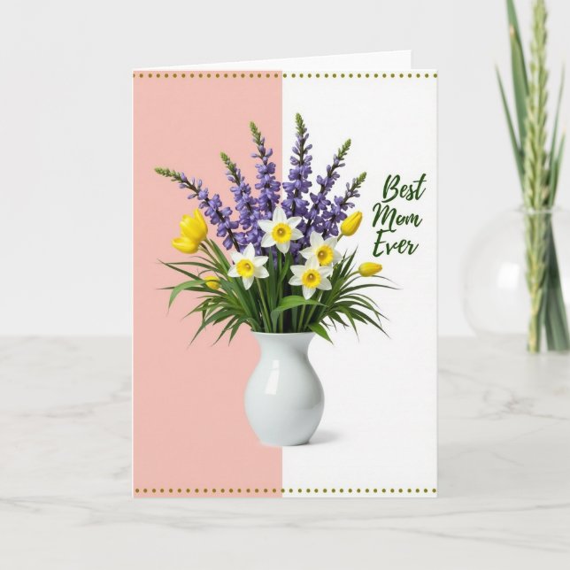 Best Mom Ever Flower Art Card (Front)