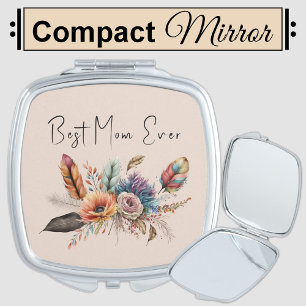 Best mom ever flowers compact mirror