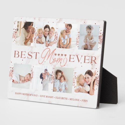 Best Mom Ever Glitter 8 Photo Collage Mothers Day Plaque