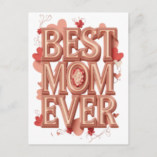 Best Mom Ever Gold 3D Design Elegant Mother’s Da Postcard