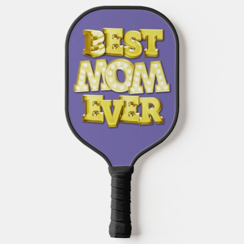 Best mom ever gold 3D purple foil lettering photo Pickleball Paddle