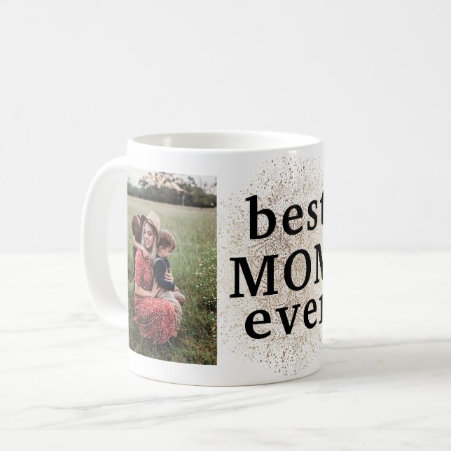 Best Mom Ever Gold Custom Multi Photo Mug (Front Left)