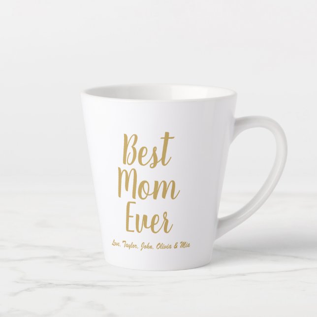 Best Mom Ever gold custom script personalized Latte Mug (Right)