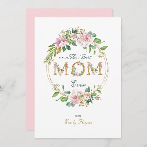 Best Mom Ever Gold floral lettering Mom Save The Date