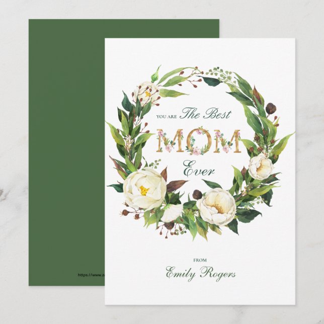 Best Mom Ever Gold floral lettering  Save The Date (Front/Back)