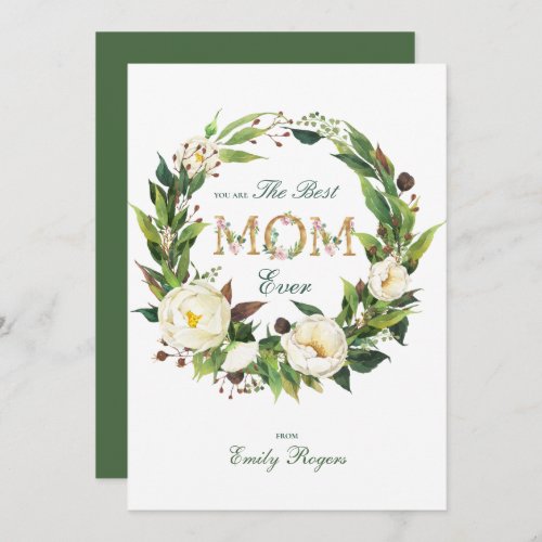 Best Mom Ever Gold floral lettering  Save The Date