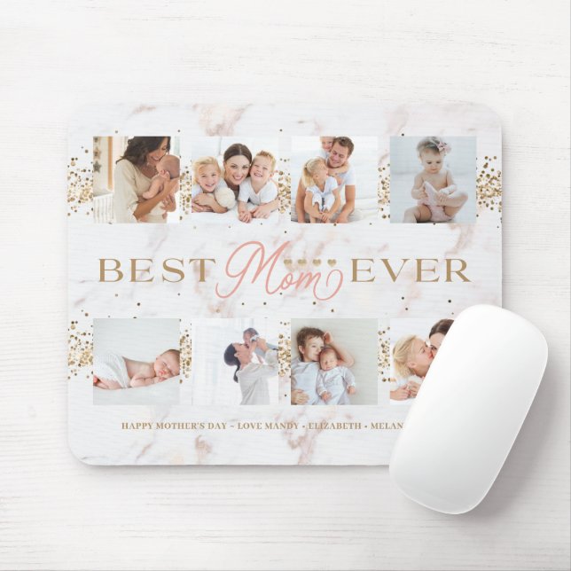 Best Mom Ever Gold Glitter 8 Photos Mother's Day Mouse Pad (With Mouse)