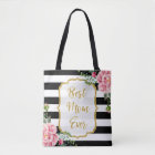 Best Mom Ever Gold Glitter Pink Flowers Stripes