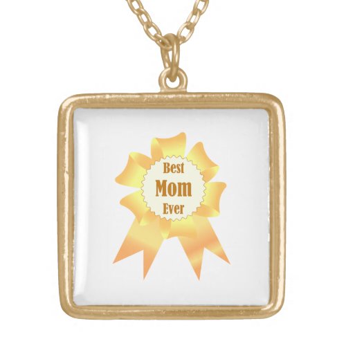 Best mom ever Golden winner award ribbon Gold Plated Necklace