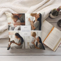 Best Mom Ever | Grey & White Kids Photo Collage Throw Pillow