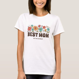 Best Mom Ever Groovy Flower Retro Vintage Floral T-Shirt