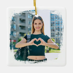 Best Mom Ever Grunge Border Photo Ceramic Ornament