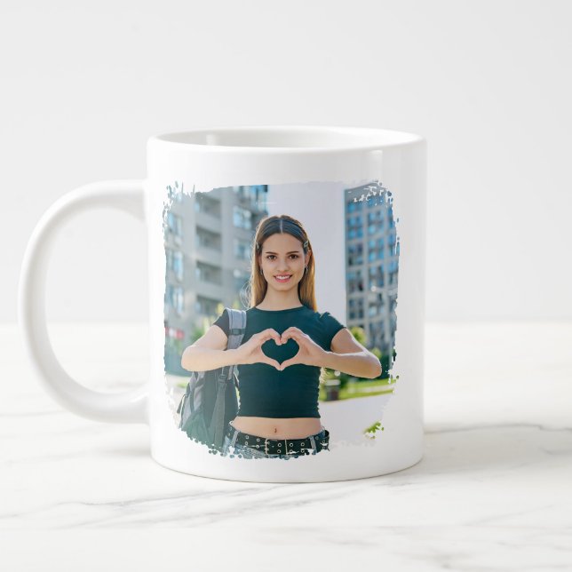 Best Mom Ever Grunge Border Photo Giant Coffee Mug (Left)