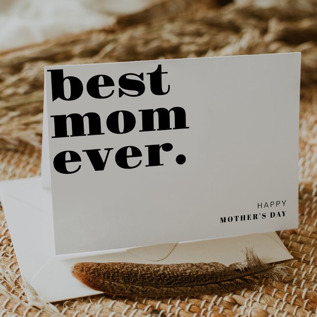 Best Mom Ever Happy Mother's Day Simple Black Text Thank You Card (Creator Uploaded)