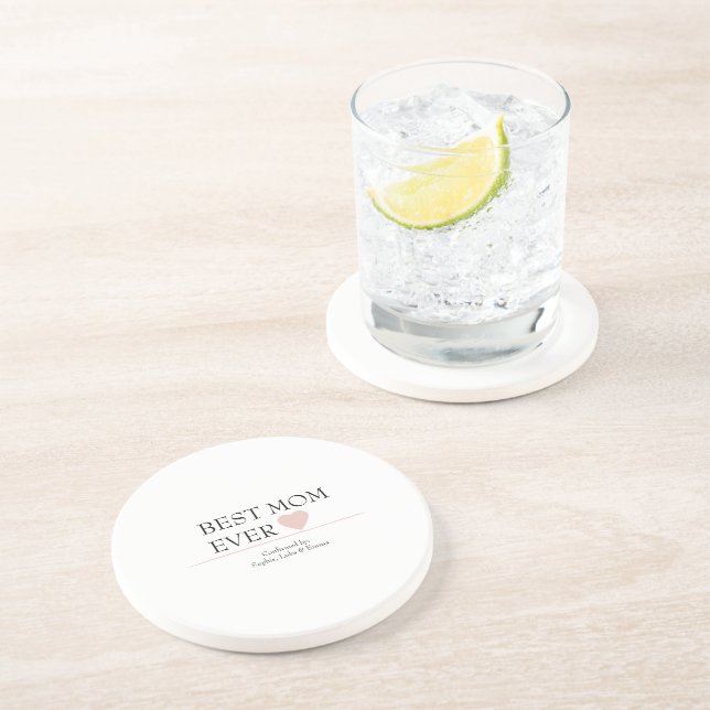 Best Mom Ever Heart Coaster – Personalized  (Side)