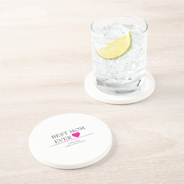 Best Mom Ever Heart Coaster – Personalized  (Side)