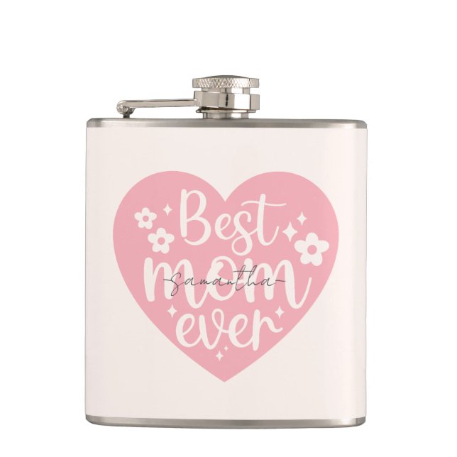 Best Mom Ever Heart Flask (Front)